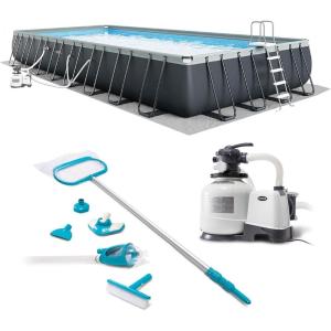 image:imageINTEX 26373EH Ultra XTR 32ft x 16ft x 52in Above Ground Swimming Pool Set with Sand Filter Pump and Deluxe Maintenance Cleaning Kit