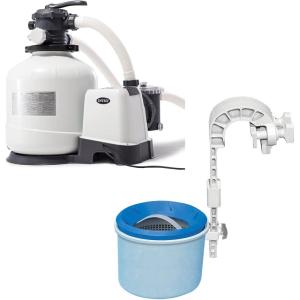 image:imageINTEX SX3000 Krystal Clear Sand Filter Pump for Above Ground Pools 3000 GPH Pump Flow Rate  Includes Deluxe Wall Mount Pool Cleaning Surface Skimmer