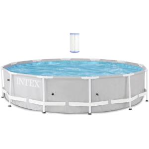 image:imageIntex 12 Foot x 30 Inch Prism Steel Frame Above Ground Pool with 3 Ply Liner and Type A and C Pool Filter Pump Cartridge Replacement