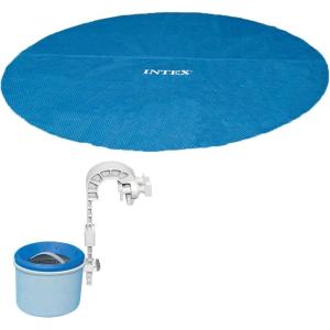 image:imageIntex 18 Foot Solar Vinyl Pool Cover and Wall Mounted Automatic Surface Skimmer