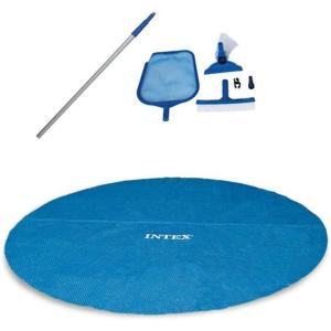 image:imageIntex 18 Ft Round Easy Solar Cover and Maintenance Kit wVacuum Skimmer amp Pole