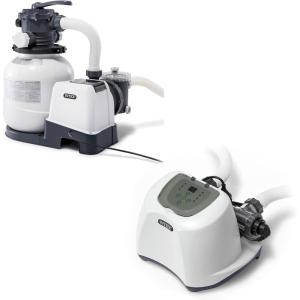 image:imageIntex 2100 GPH Above Ground Pool Sand Filter Pump Bundled with Krystal Clear Saltwater System Improved Circulation and Filtration