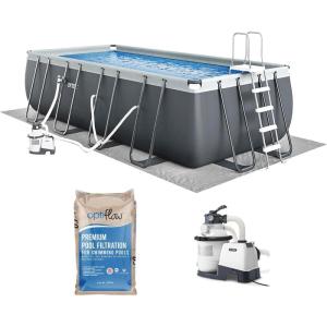 image:imageIntex 26355EH Ultra XTR 18ft x 9ft x 52in Above Ground Swimming Pool Set with Sand Filter Pump and OptiFlow 50lb Premium Filter Sand18 x 9 x 52