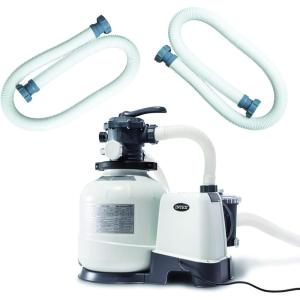 image:imageIntex Above Ground Pool Sand Filter Pump Bundled with Replacement Hose Digital Timer and One Hydro Aeration Technology for Outdoor Use