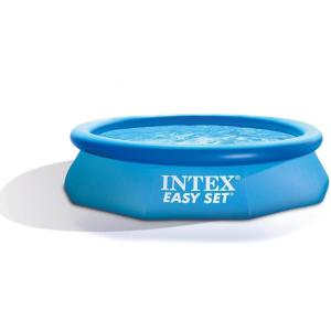 image:imageIntex Easy Set 10 Foot x 30 Inch Above Ground Inflatable Round Swimming Pool with 30 Gauge 3 Ply Side Walls and Drain Plug Blue