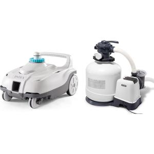 image:imageIntex ZX100 Auto Pressure Side Pool Cleaner with Hose and Converter and 3000 GPH Above Ground Pool Sand Filter Pump with Automatic Timer