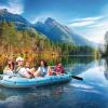 image:imageINTEX 66324EP Excursion 4 Inflatable Boat Set Includes Deluxe 54in Aluminum Oars and HighOutput Pump  Adjustable Seats with Backrest  Fishing Rod Holders  4Person  1100lb Weight CapacityBlue