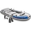 image:imageINTEX 66324EP Excursion 4 Inflatable Boat Set Includes Deluxe 54in Aluminum Oars and HighOutput Pump  Adjustable Seats with Backrest  Fishing Rod Holders  4Person  1100lb Weight CapacityGray