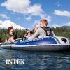 image:imageINTEX 66324EP Excursion 4 Inflatable Boat Set Includes Deluxe 54in Aluminum Oars and HighOutput Pump  Adjustable Seats with Backrest  Fishing Rod Holders  4Person  1100lb Weight CapacityGray