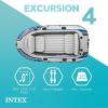 image:imageINTEX 66324EP Excursion 4 Inflatable Boat Set Includes Deluxe 54in Aluminum Oars and HighOutput Pump  Adjustable Seats with Backrest  Fishing Rod Holders  4Person  1100lb Weight CapacityGray