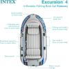 image:imageINTEX 66324EP Excursion 4 Inflatable Boat Set Includes Deluxe 54in Aluminum Oars and HighOutput Pump  Adjustable Seats with Backrest  Fishing Rod Holders  4Person  1100lb Weight CapacityGray