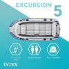 image:imageINTEX 66324EP Excursion 4 Inflatable Boat Set Includes Deluxe 54in Aluminum Oars and HighOutput Pump  Adjustable Seats with Backrest  Fishing Rod Holders  4Person  1100lb Weight CapacityGray