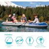 image:imageINTEX 66324EP Excursion 4 Inflatable Boat Set Includes Deluxe 54in Aluminum Oars and HighOutput Pump  Adjustable Seats with Backrest  Fishing Rod Holders  4Person  1100lb Weight CapacityGray