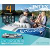 image:imageINTEX 66324EP Excursion 4 Inflatable Boat Set Includes Deluxe 54in Aluminum Oars and HighOutput Pump  Adjustable Seats with Backrest  Fishing Rod Holders  4Person  1100lb Weight CapacityGray