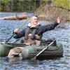 image:imageINTEX Big Catch Pro Inflatable Fishing Float Tube Includes Deluxe 54in Boat Oars and HighOutput Pump  Detachable Fishing Rod Holders  Mesh Fish Ruler  HeavyDuty Backpack  308lb Weight Capacity