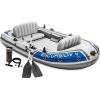 image:imageINTEX 66324EP Excursion 4 Inflatable Boat Set Includes Deluxe 54in Aluminum Oars and HighOutput Pump  Adjustable Seats with Backrest  Fishing Rod Holders  4Person  1100lb Weight CapacityGray