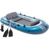 image:imageINTEX 66324EP Excursion 4 Inflatable Boat Set Includes Deluxe 54in Aluminum Oars and HighOutput Pump  Adjustable Seats with Backrest  Fishing Rod Holders  4Person  1100lb Weight CapacityBlue