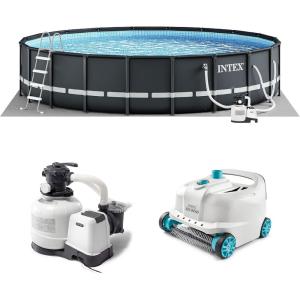 image:imageINTEX 26333EH Ultra XTR 20ft x 48in Above Ground Swimming Pool Set with Sand Filter Pump and Deluxe Automatic Vacuum Cleaner