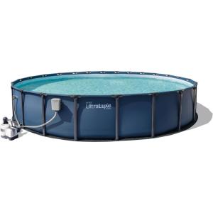image:imageINTEX 28825EH 16ft X 52in UltraLuxe Premium Swimming Pool Set with Dual Sand Filter Pump and Saltwater System Pool Ladder Skimmer Pool Tray Pool Cover Water Analyzer TJoint LED Solar Light24 x 52
