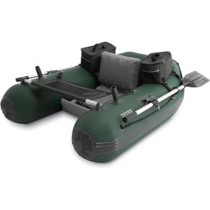 image:imageINTEX Big Catch Pro Inflatable Fishing Float Tube Includes Deluxe 54in Boat Oars and HighOutput Pump  Detachable Fishing Rod Holders  Mesh Fish Ruler  HeavyDuty Backpack  308lb Weight Capacity