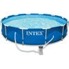 image:imageIntex 12 Foot x 30 Inch Round Metal Frame Above Ground Outdoor Swimming Pool Set with Filter Pump and Easy Set Round Vinyl Pool Cover Blue