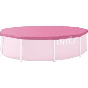 image:imageINTEX 28030E Pool Cover For 10ft Round Metal Frame Pools  Includes Rope Tie  Drain Holes  10in Overhang  Snug Fit