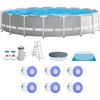 image:imageIntex 26731EH 18ft x 48in Outdoor Prism Frame Above Ground Swimming Pool Set with Cover Ladder Filter Pump and 6 Replacement Filters Gray