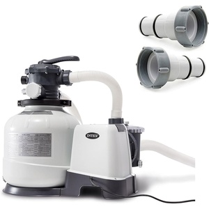 image:imageIntex 2800 GPH Above Ground Pool Sand Filter Pump Bundled with Threaded Hose Adapter Pair