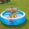 image:imageINTEX Swim Center Inflatable Family Lounge Pool BuiltIn Bench  Cup Holder  156 Gallon Capacity  90x86x31 Bundled with 120V Electric Air Pump