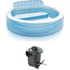 image:imageINTEX Swim Center Inflatable Family Lounge Pool BuiltIn Bench  Cup Holder  156 Gallon Capacity  90x86x31 Bundled with 120V Electric Air Pump