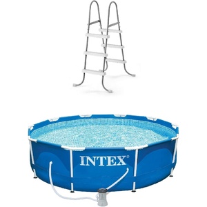 image:imageIntex 10 ft x 25 ft Round AboveGround Pool Ladder with Pool Set with Filter Pump 28065E  28201EH