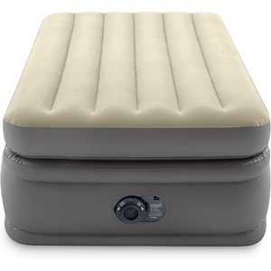 image:imageIntex 64163ED Queen Prime Comfort Elevated Air Mattress FiberTech  Queen Size  Builtin Electric Pump  20in Bed Height  600lb Weight CapacityTwin