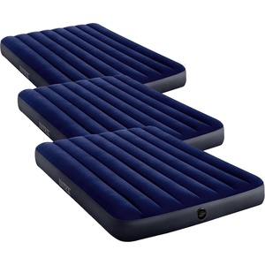 image:imageIntex 64765E DuraBeam Standard Classic Air Mattress with Inflatable Pillows FiberTech  Queen Size  Hand Pump  10in Bed Height  600lb Weight CapacityFull Pack of 3