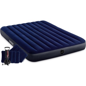 image:imageIntex 64765E DuraBeam Standard Classic Air Mattress with Inflatable Pillows FiberTech  Queen Size  Hand Pump  10in Bed Height  600lb Weight CapacityQueen Airbed Set