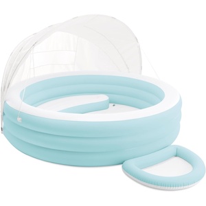 image:imageINTEX 57195EP Swim Center Inflatable Canopy Lounge Pool Builtin Bench  Detachable Canopy  Inflatable Foot Bath  109 x 87 x 54  Teal