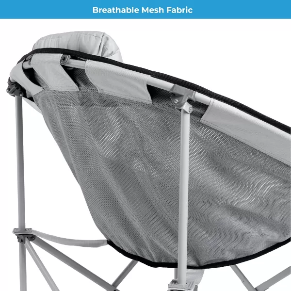 CORE 40025 Equipment Folding Oversized Padded Moon Round Saucer Chair with Carry Bag Gray 44 in X 8 in X 8 inMesh Round Chair