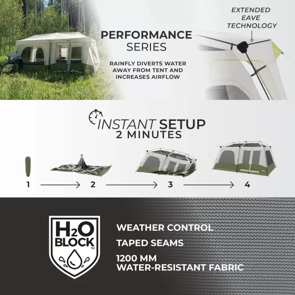CORE Instant Cabin Tent  Multi Room Tent for Family  Large Pop Up Tent with Organization for Outdoor Camping Accessories  4 Person  6 Person  8 Person  10 Person Tent for Camping8 Person