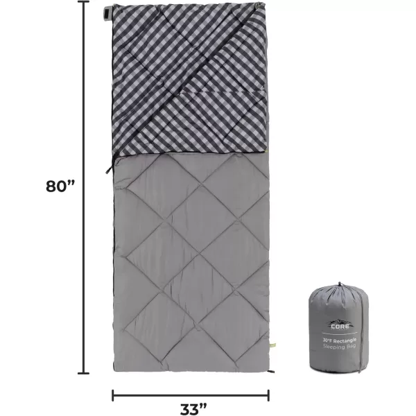 CORE Sleeping Bags for Adults  50 Degree ampamp 30 Degree Sleeping Bag Options  NoSnag Zipper with Stuff Sack Included  Machine Washable  Perfect for Family Outdoor Car Camping30 Degree
