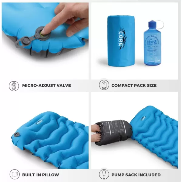 CORE Sleeping Pad for Camping  Perfect Ultralight Sleeping Mat for Tents Camping Cot ampamp Backpacking Gear  Lightweight ampamp Inflatable Blow Up Mattress for Travel Hiking ampamp Outdoor Use
