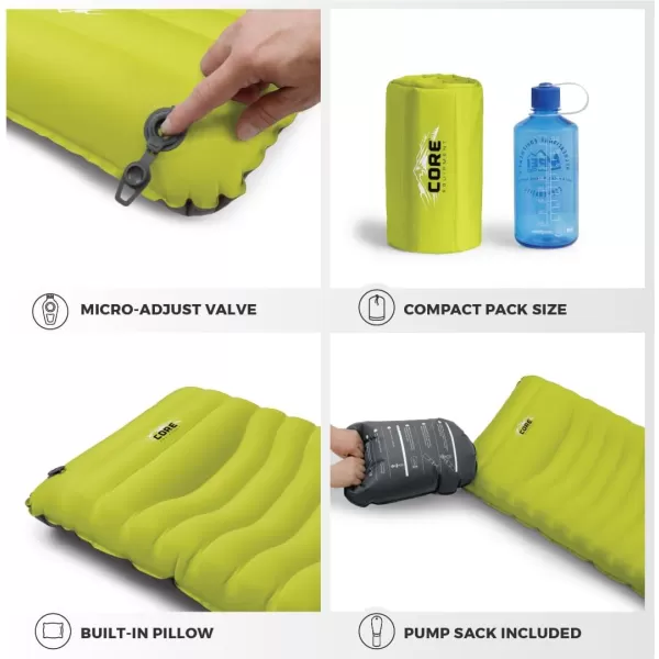 CORE Sleeping Pad for Camping  Perfect Ultralight Sleeping Mat for Tents ampamp Camping Gear  Lightweight ampamp Inflatable Blow Up Mattress for Travel Hiking ampamp Outdoor Use