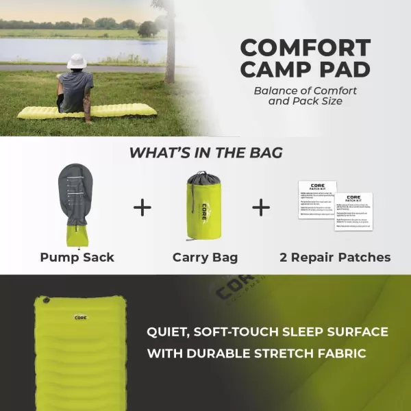 CORE Sleeping Pad for Camping  Perfect Ultralight Sleeping Mat for Tents ampamp Camping Gear  Lightweight ampamp Inflatable Blow Up Mattress for Travel Hiking ampamp Outdoor Use