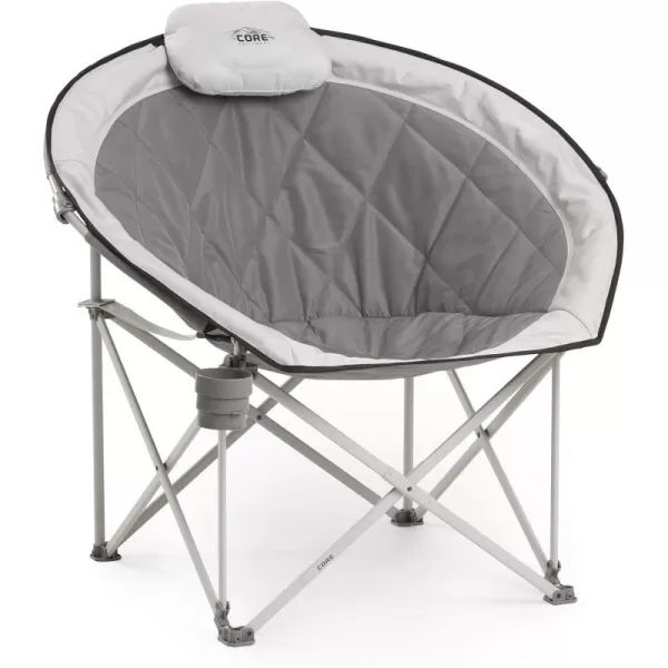 CORE 40025 Equipment Folding Oversized Padded Moon Round Saucer Chair with Carry Bag Gray 44 in X 8 in X 8 inRound Chair Grey