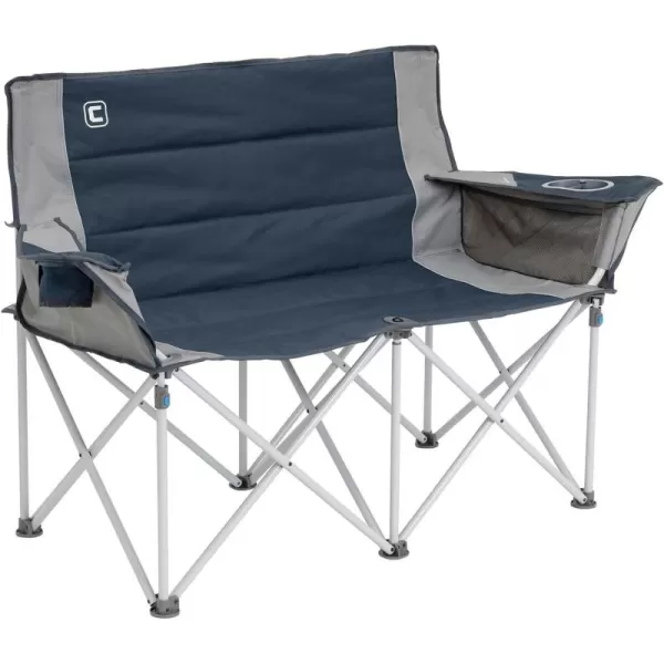 CORE Loveseat Outdoor Camp Chair  2 Person Double Camping Chair  Foldable Lawn Chair with Storage Pockets for Accessories  Perfect for Concert Seat Festivals Sports Beach Travel ampamp PicnicNavy