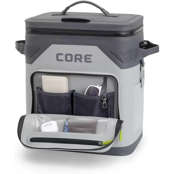 CORE Magnetic Leak Proof Cooler with Waterproof Zipper  Insulated Bag Portable Ice Chest Box  Best Soft Cooler for Food ampamp Beverages for Tailgating Car Camping Travel and Family Beach PicnicsGray 36 Can