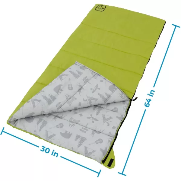 CORE Youth IndoorOutdoor Sleeping Bag  Great for Kids Boys Girls  Ultralight and Compact Perfect for Backpacking Hiking Camping and SleepoversGreen