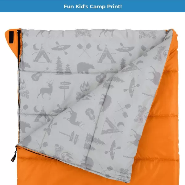 CORE Youth IndoorOutdoor Sleeping Bag  Great for Kids Boys Girls  Ultralight and Compact Perfect for Backpacking Hiking Camping and SleepoversOrange
