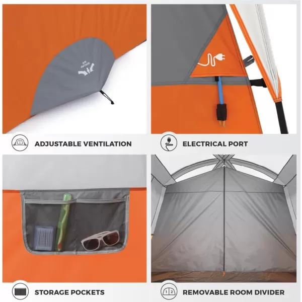 CORE 10 Person Tent  Large Multi Room Tent for Family  Included Tent Gear Loft Organizer for Camping Accessories  Portable Cabin Huge Tent with Carry Bag for Outdoor Car Camping10 Person Orange
