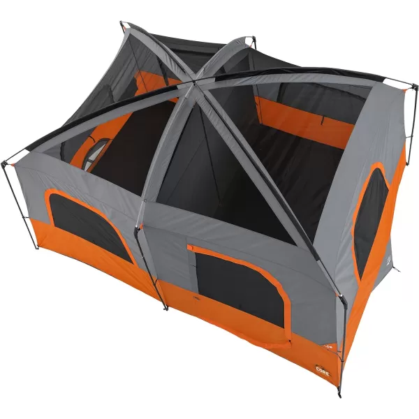 CORE 10 Person Tent  Large Multi Room Tent for Family  Included Tent Gear Loft Organizer for Camping Accessories  Portable Cabin Huge Tent with Carry Bag for Outdoor Car Camping10 Person Orange