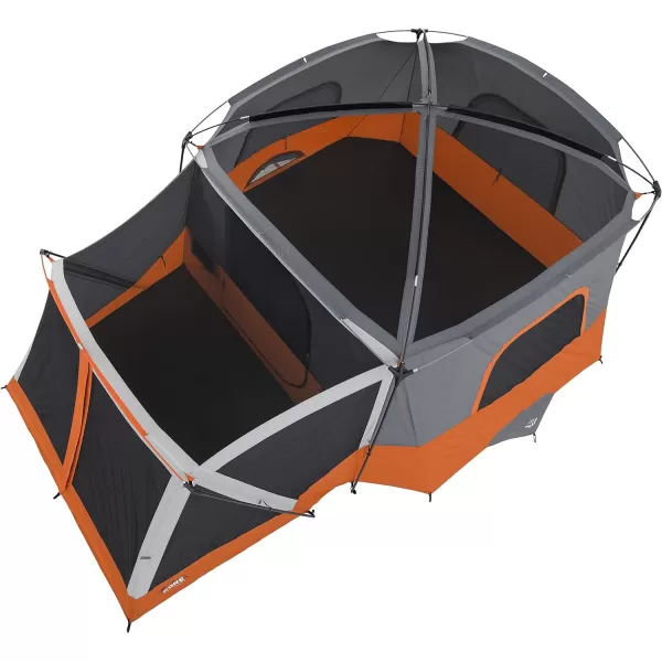 CORE 11 Person Family Cabin Tent with Screen Room  Large Multiple Room Tent with Storage Pockets for Camping Accessories  Portable Huge Tent with Carry Bag for Outdoor or Backyard Camping11 Person Cabin Tent with Screen Room Orange