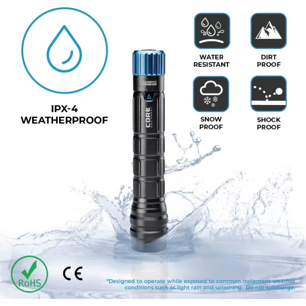 CORE 1500 Lumen CREE LED Rechargeable Camping Emergency Flashlight Lithium Ion Batteries Autodimming1000 Lumens